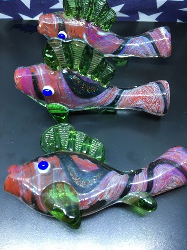 USA 3.5” FISH SMOKING HAND PIPE BLOWN GLASS HEAVY SPOON BOWL DICHRO HITTER OG - Picture 6 of 12