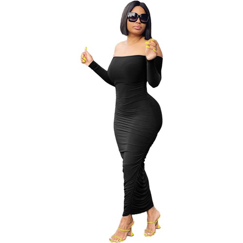 bodycon maxi long sleeve dress