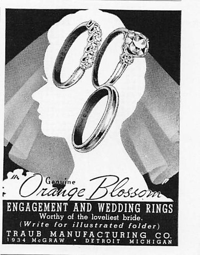 Anuncio impreso de anillos de flor de azahar de uva anuncio vintage boda novia 1941 - Imagen 1 de 2