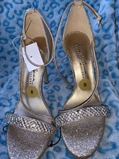 Badgley Mischka Formal Dress Stiletto Shoes Gold Sparkle Bling 8 DEFECT NWOB 60
