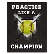 Softball Motivational Poster Art Print Girls Little League Sports Equipment Shoe
