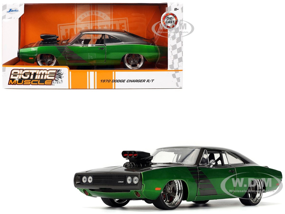1970 DODGE CHARGER R/T DARK GRAY & GREEN 1/24 DIECAST MODEL