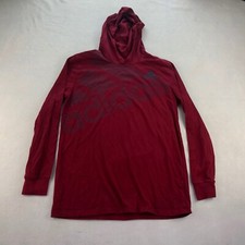 Adidas Hoodie Shirt Youth Large 14-16 Red Graphic Logo Lightweight Pullover
