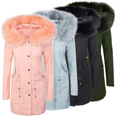 Designer Damen Übergangs Jacke Mantel Kapuze Fellkragen Damenjacke D-306 NEU