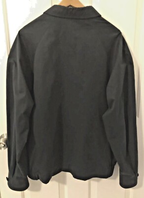 NORMANDY & MONROE Mens Navy Blue Zip Up Jacket with Brown Leather