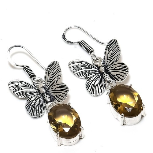 Boucles D'oreilles En Argent 925 Avec Quartz Fumé - Fait Main - Pierres Naturelles - Cadeau Idéal