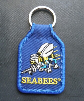 USN US NAVY SEABEE SEABEES EMBROIDERED KEY RING 2.75 X 1.8 INCHES