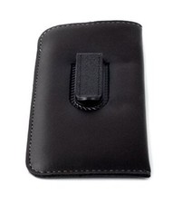 Mens Soft Slip-in Eyeglass Case w/Plastic Clip Medium Syn.Leather Black 6"x 3.25