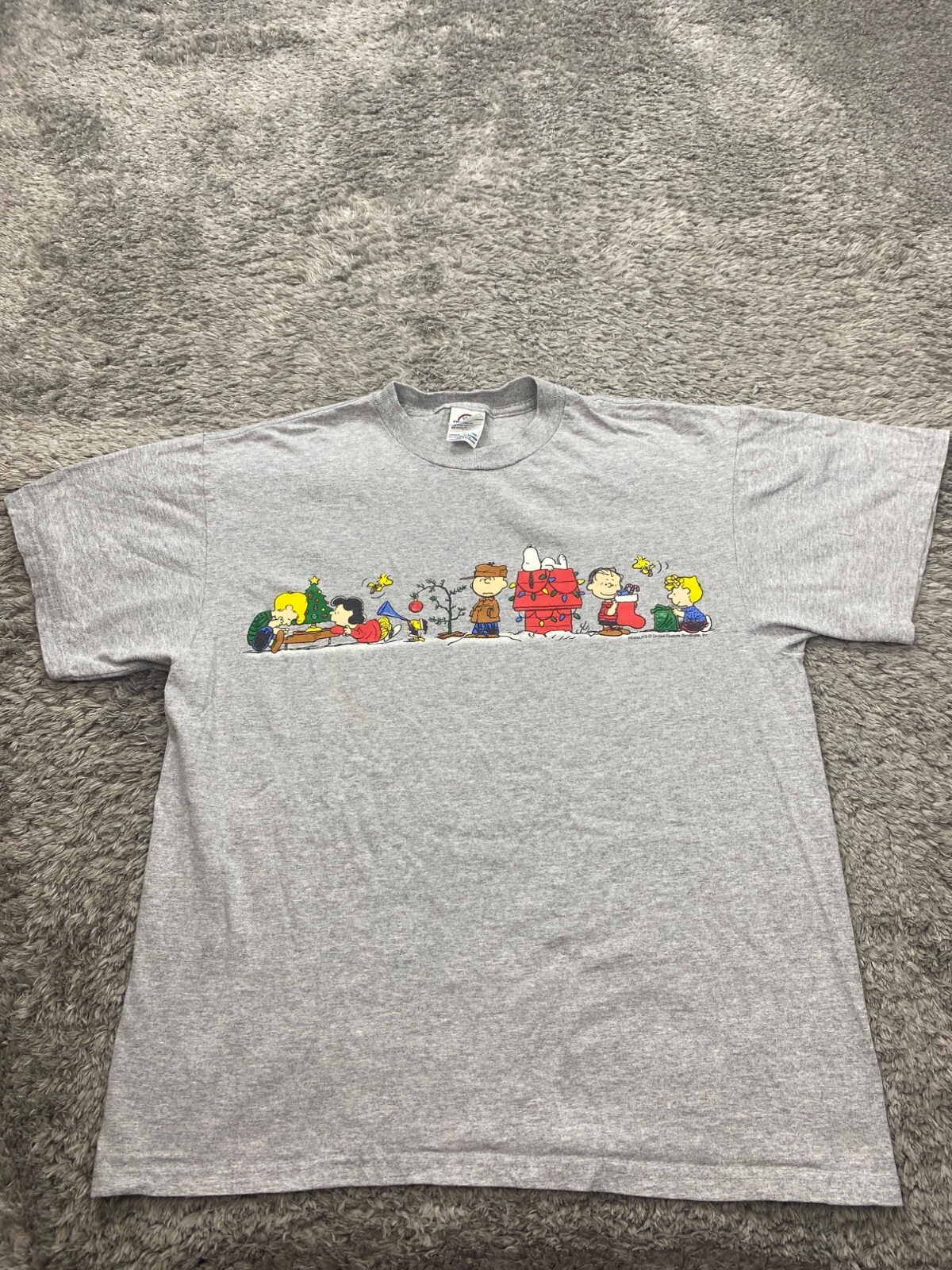 Vtg Peanuts Shirt Adult Large Gray 90s Snoopy United Feature Syndicate Made USA