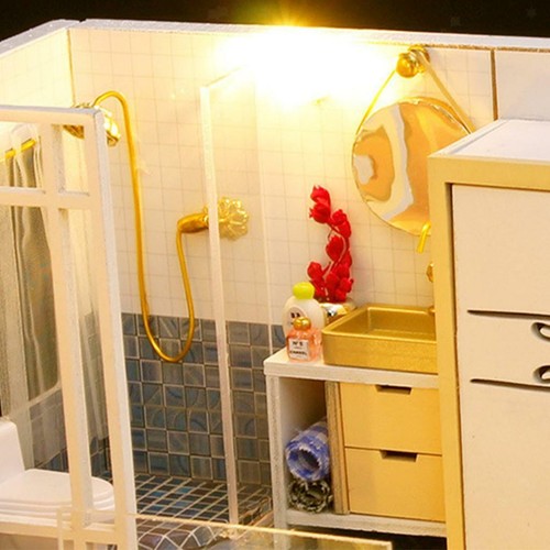 Casa delle bambole in miniatura artigianale con puzzle 3D in legno chiaro a - Foto 12 di 12