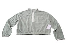 Hurley Women's Oversize Fleece Crop Sweatshirt Half Zip Green Sz L