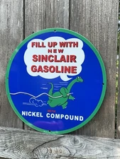 12in SINCLAIR Gasoline MOTOR OIL Vintage Style Heavy Metal Steel Sign Pump Plate