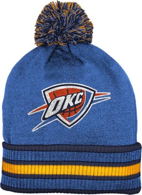 NBA Oklahoma City Thunder Adidas Adult Cuffed Pom Winter Knit Hat Cap Beanie NEW