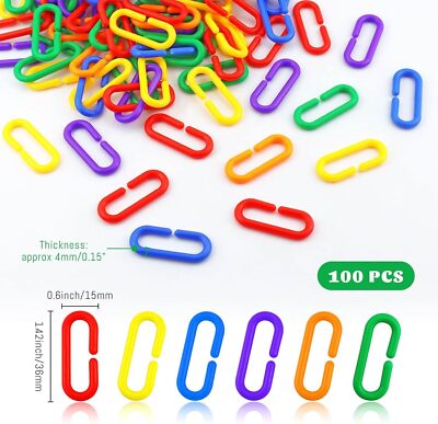 Rainbow Plastic Chain Links - 144pc Geometric Shapes For Kids Learning & Color Sorting