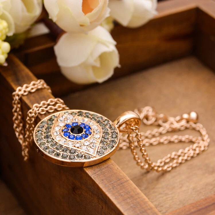 Halskette 18k Gold Farben böses Auge 2,5 Amulett Türkisch Arabisch - Bild 2 von 4