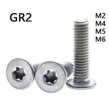 Titanium GR2 Torx Socket Utrathin Flat Head Screws M2 M4 M5 M6