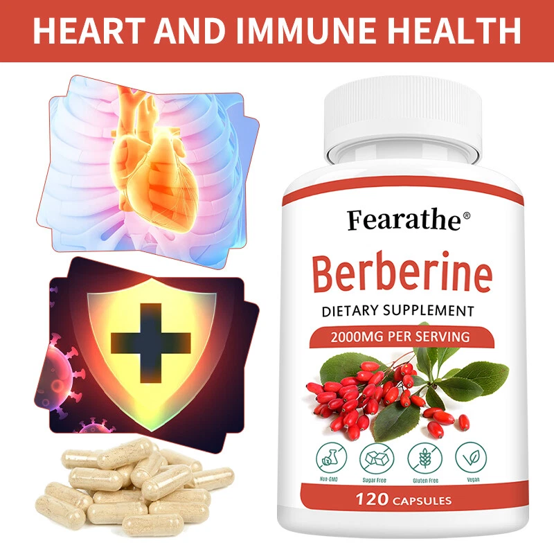 FEARATHE Berberina 2000 mg, altamente efficace, per la salute del cuore e il sistema immunitario