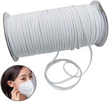 Flat Braided Elastic Band Roll 1/5" 5mm width 90 Yards Roll-White