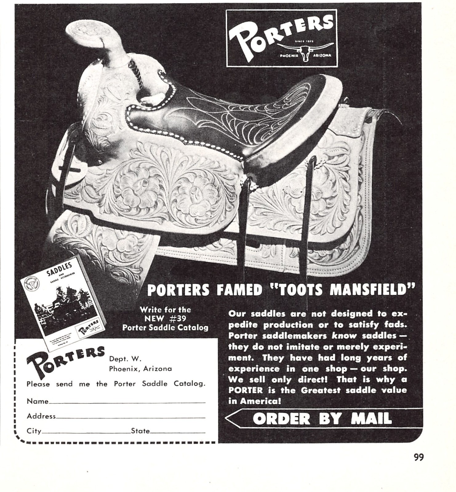 Toots Mansfield Saddle Porters-Famous Phoenix AZ 5.25