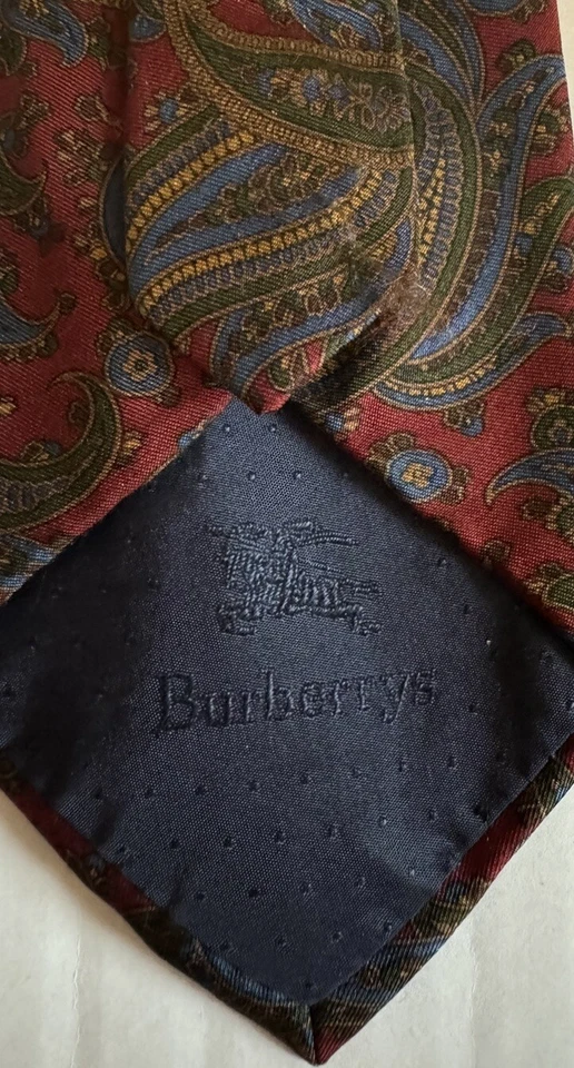 Corbata de lujo BURBERRYS 100 % seda, púrpura, granate, negra, cachemira Foto 3 de 3