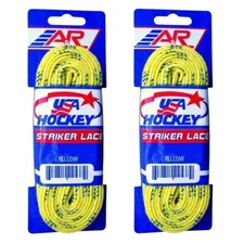 A&R Sports (2 Pair Pack) Striker Ice Hockey WAXLESS Skate Laces, YELLOW