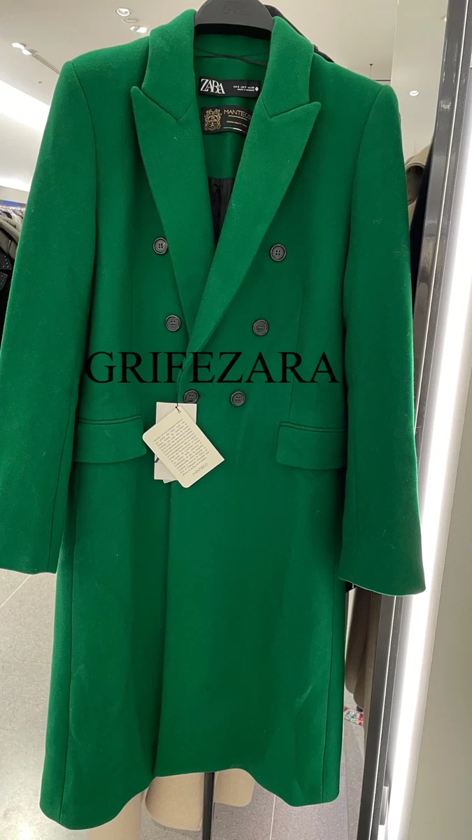 Emerald green coat zara sale