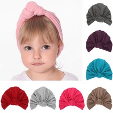 Toddler Infant Baby Stretch Knot Turban Hat Solid Cotton Hair Head Elastic Cap