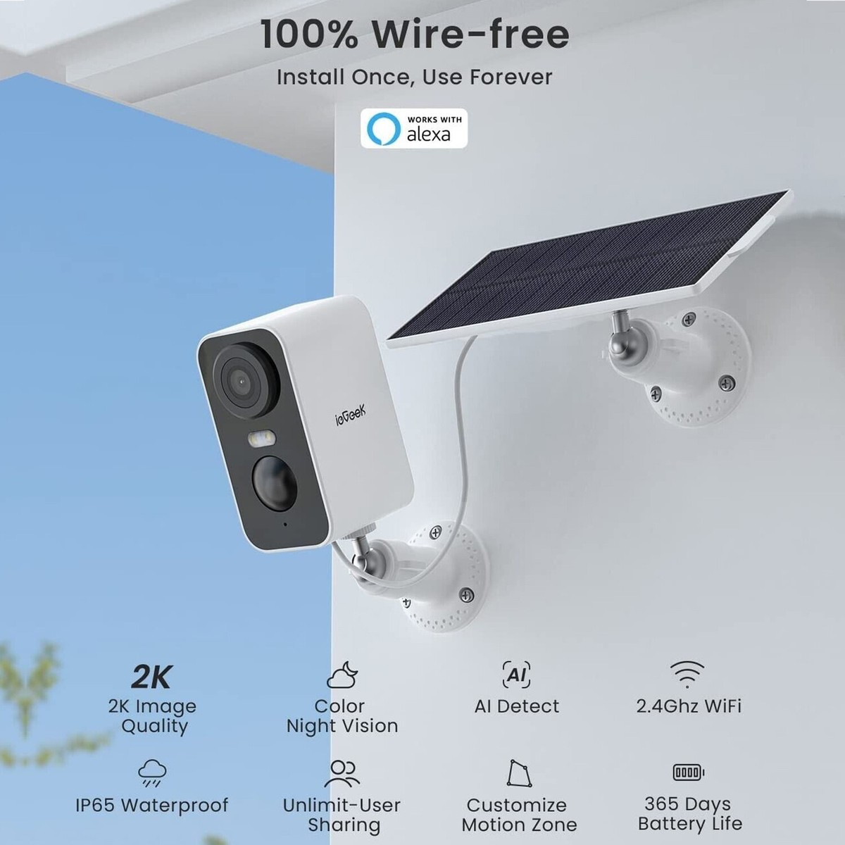 Camera Outdoor Installing Iegeek Camera ZS-GX2S (With Panel) Wire