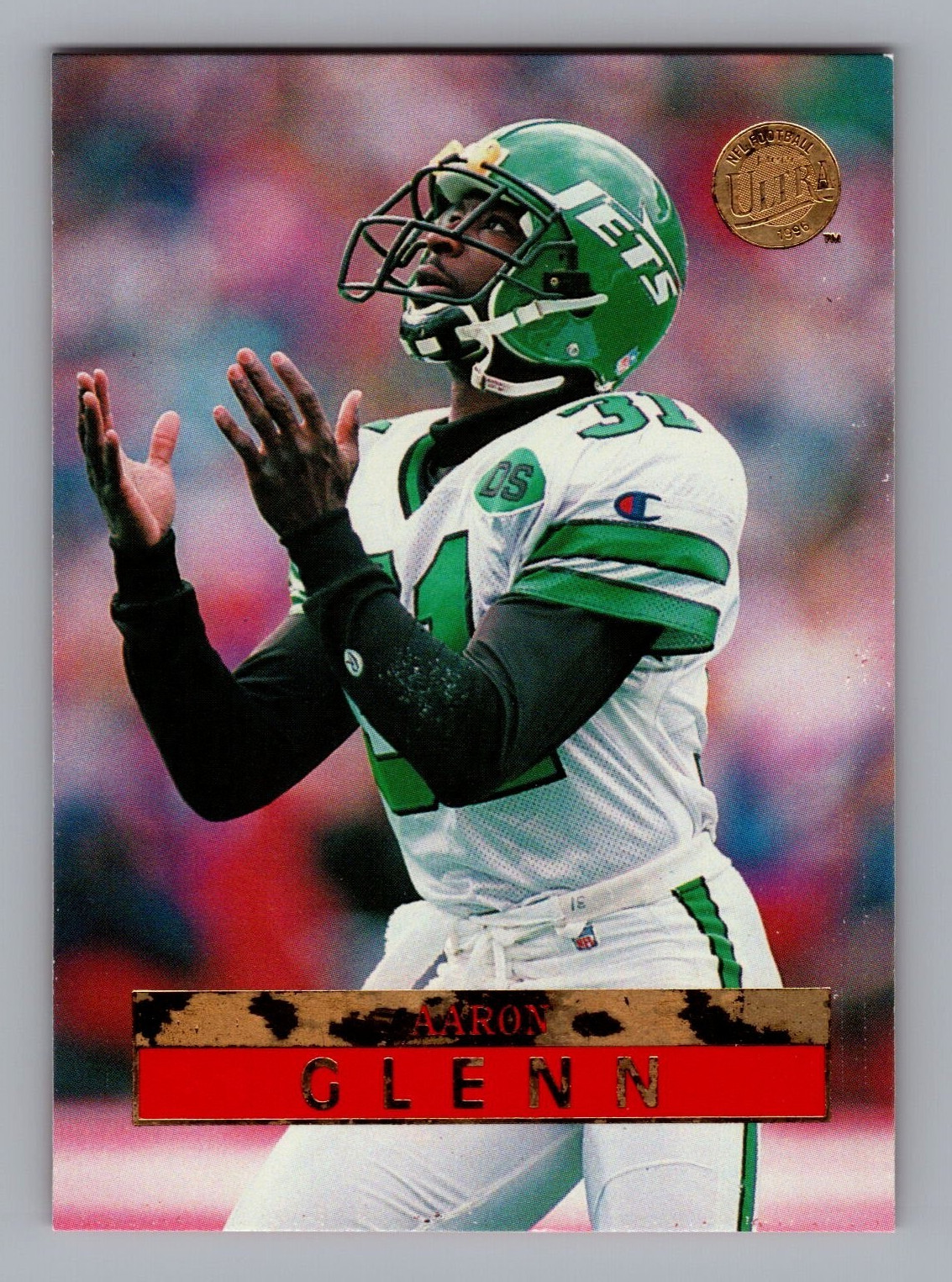 (b) 1996 Ultra Fleer Aaron Glenn New York Jets Jersey #31 Football Card #109
