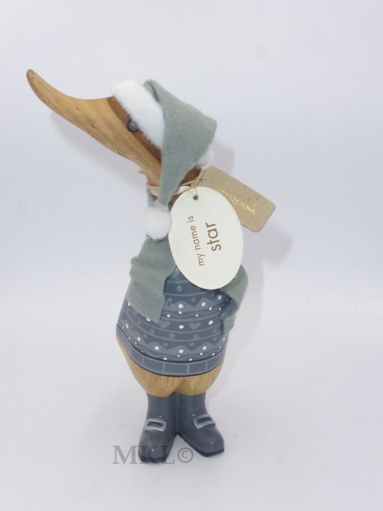DCUK Painted Wooden Grey Christmas Jumper Duck Called Star