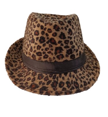 Unisex Adult Brown Polyester Leopard Print Fashion Classic Fedora