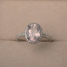 AAA Pink Quartz Ring 925 Silver Plated Wedding Ring Ring Size 4 To 14 JTV-720