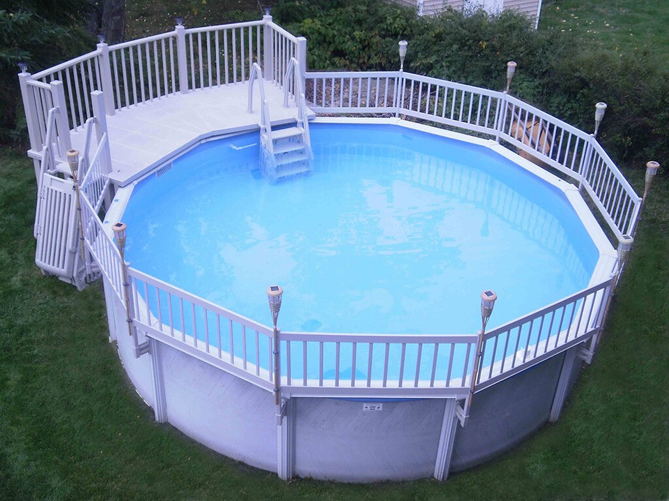 VinylWorks Resin Above Ground Pool Deck Kit w/ Steps - Taupe (Various ...
