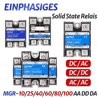 SSR Halbleiter Solid State Relais DC/AC DC/DC AC/AC 3-32VDC 10-100 DA DD AA