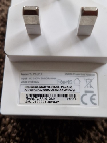 TP-Link AV600 Powerline Adapter with AC TL-PA4010 Single Plug UK - Photo 6/7