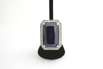 HSN Designer IMAN Global Chic Statement Ring Size: 6 Purple Clear Crystal Silver