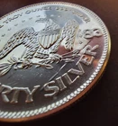 1983 Amark Mint Die Crack Error Bell Eagle-999 Silver 1 Ounce Oz Art Round Coin