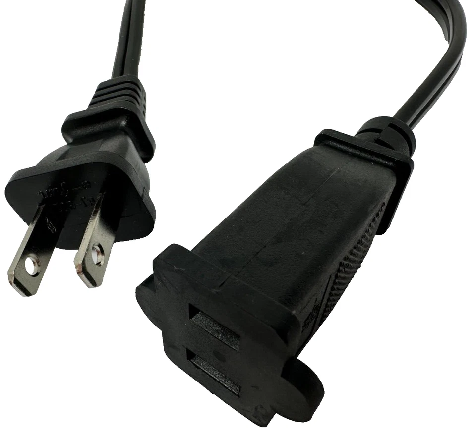 NEW 1ft Short US Power Extension Cable Cord US AC 2-Prong Male/Female - Image 2 of 3