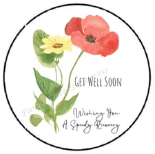 GET WELL SOON WISHING SPEEDY RECOVERY ENVELOPE SEALS LABELS STICKERS PARTY FAVOR