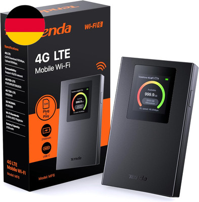 Tenda Mobiler WLAN Router Mit Lcd-Anzeige, Wi-Fi 6 Tragbarer Hotspot, 2100Mah Ak