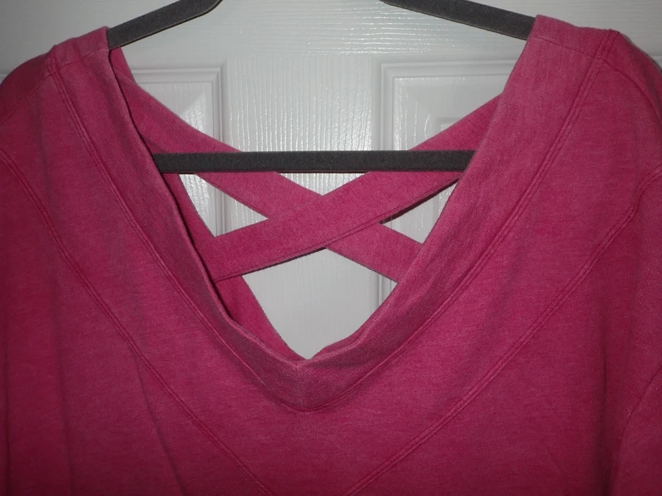 NEW Lane Bryant LIVI Active 14/16 PINK Sweatshirt Cris Cross Strap Back - Image 2 of 4