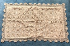 Beige Hand Crocheted Lace 100 Cotton Flowers Scalloped Edge PillowCase Sham