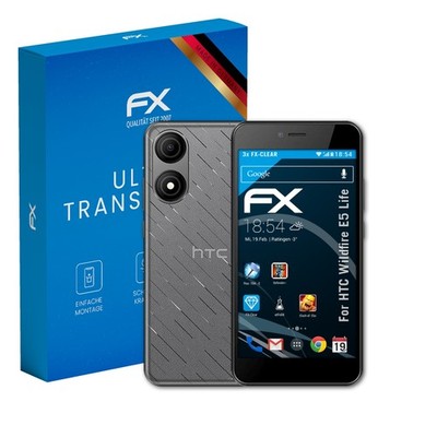 atFoliX 3x Displayschutzfolie für HTC Wildfire E5 Life Schutzfolie klar Folie