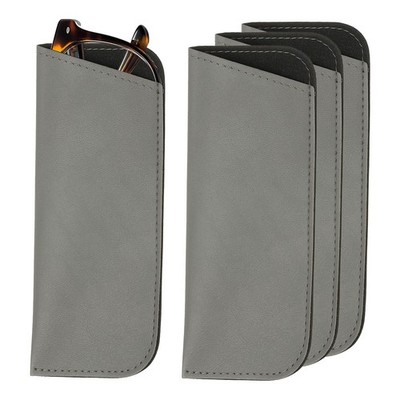 uxcell 4Pcs Soft Eyeglass Cases, Leather Sunglass 6.3 inch x 2.5 inch, Grey 