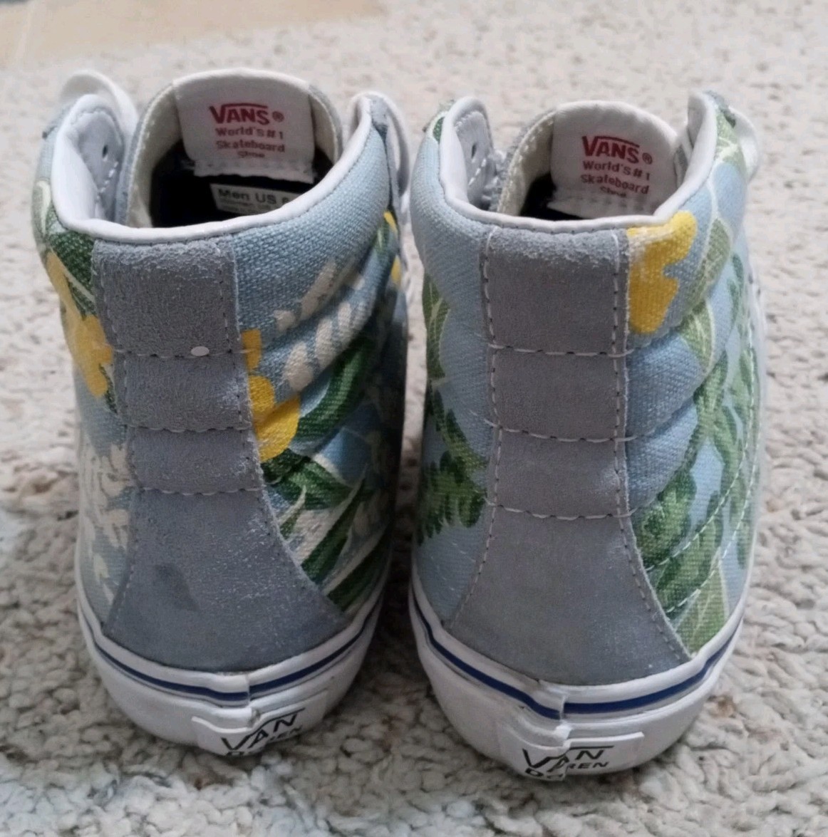 VANS VAN DOREN Sk8 Hi  Hawaiian Blue Floral Canvas and Suede Women’s 7.5 Men's 6 image 5