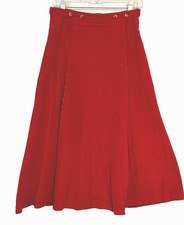 VTG The Villager Skirt Women's Red Corduroy Pleats Sz 8/10 27.5" Heritage Preppy