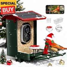 Smart Bird Feeder with Camera Solar Powered, 2K HD Video, AI Bird Species Identi