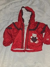 Vintage London Fog Infants Red Appliqued Coat With Pockets And Hood 24 Month