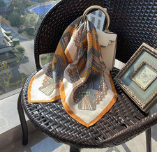 100 Silk Mulberry Scarf Bandanna Square Shawl 65X65cm Yellow ear Print Wrap new