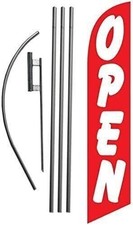 Open Advertising Feather Banner Swooper Flag Sign with Flag Pole Kit and...